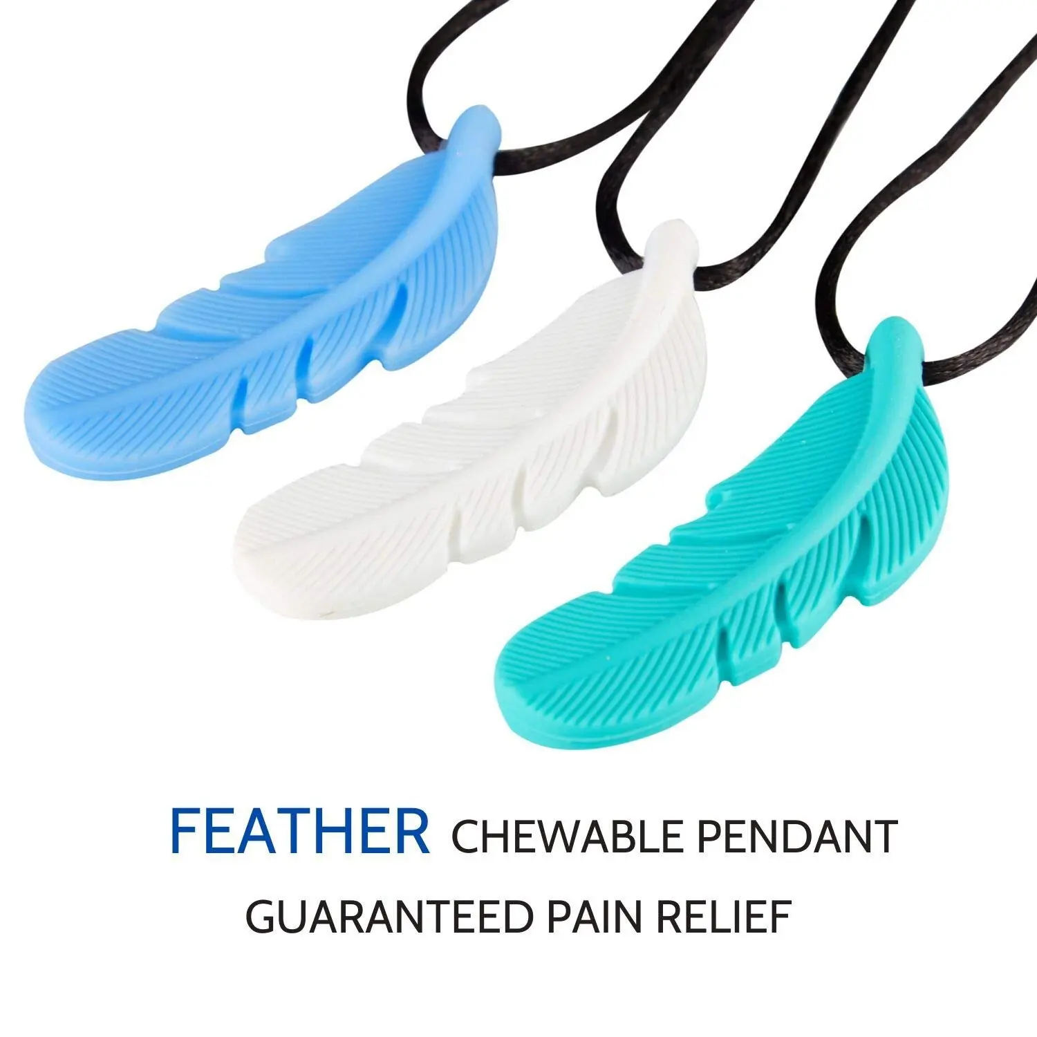 Cool Food-grade Silicone Necklace Chew Feather Pendant with Color of Macaron 1 Pcs Beautiful Stress Relieve Accessory Gift