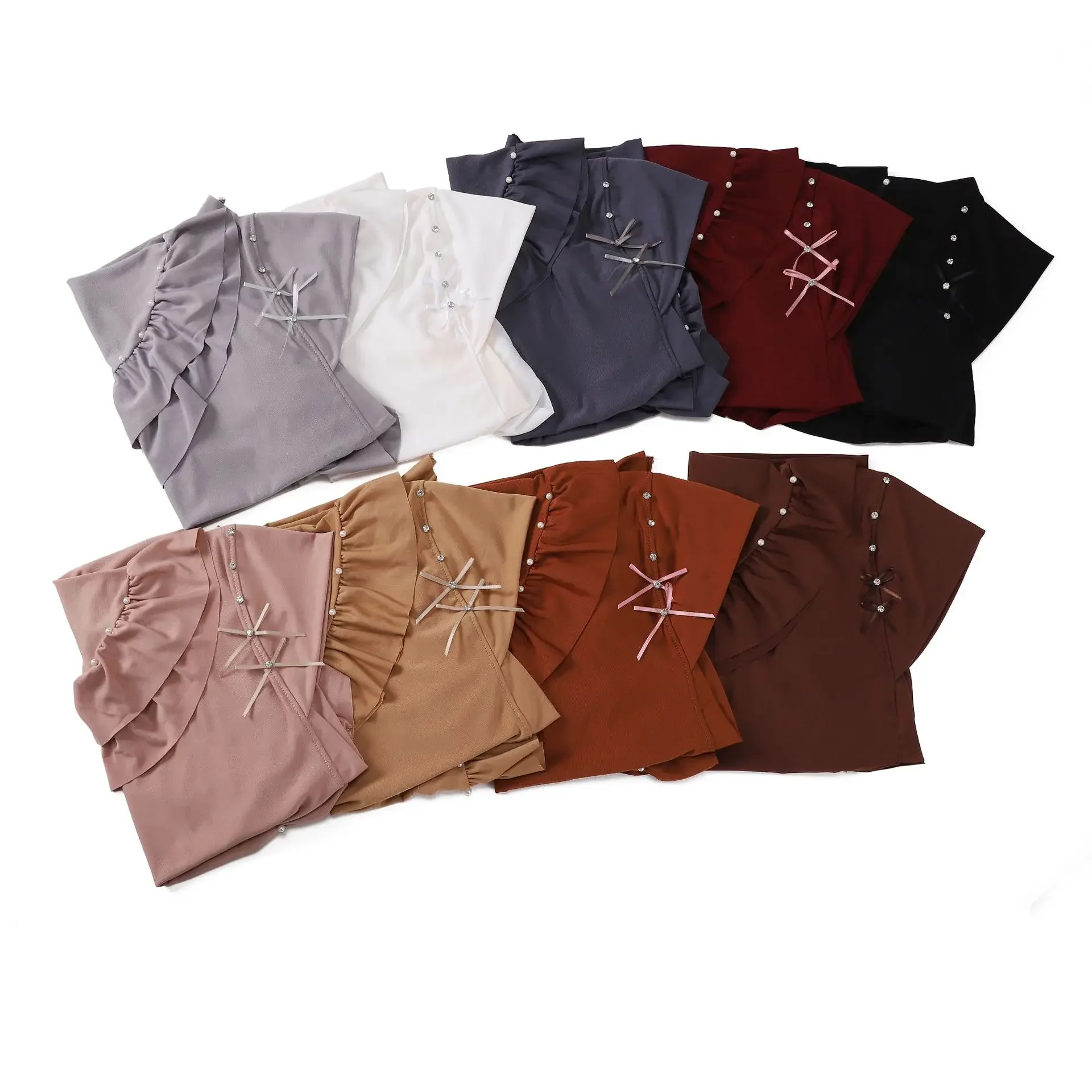 

Мусульманский хиджаб с бриллиантами, мгновенный хиджаб с бантом, исламский женский тюрбан, шарфы с полным покрытием, шаль, арабский цельный головной убор Амира, никаб