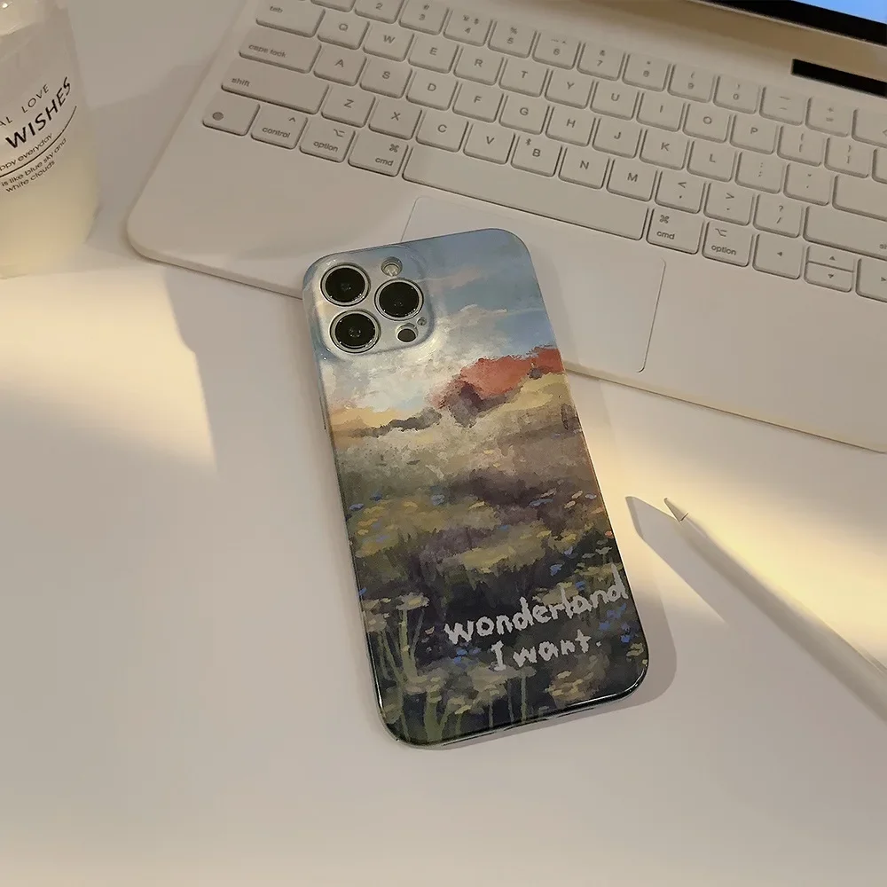 Artistic Oil Painting Landscape Phone Case for iPhone17 16 15 14 12 13 11 Pro ProMax Plus X XR Xsmax Shockproof Phone Cover