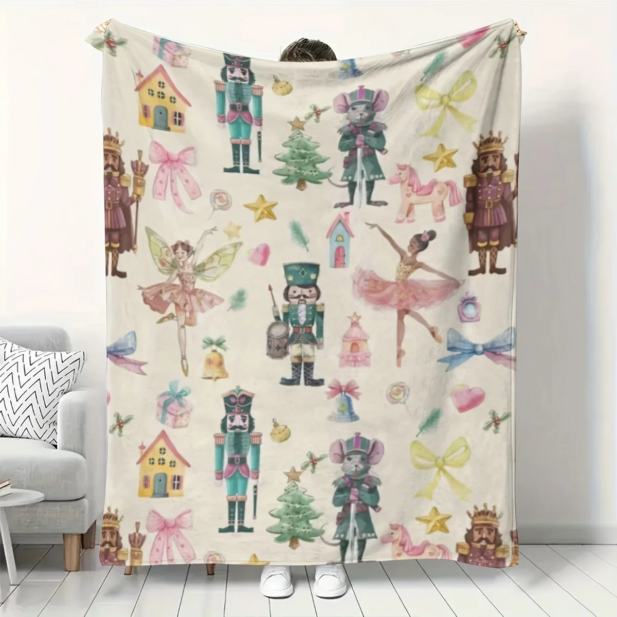 Christmas Throw Blanket - Christmas Nutcracker Ballet Flannel Throw Soft