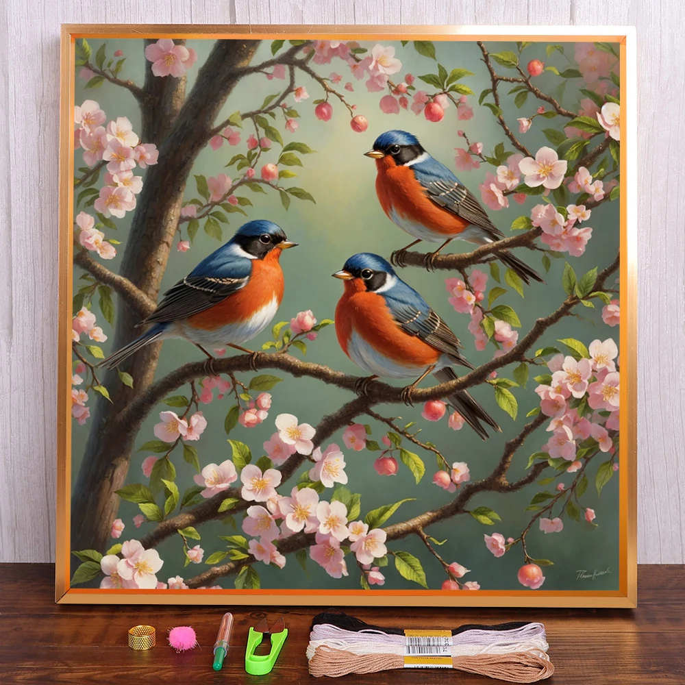 Robin Bird Pre-Printed 11CT Cross-Stitch Set DIY Embroidery Handiwork Painting Hobby Needlework Home Decor Room Decor Jewelry