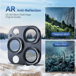 3D Metal Armor Camera Lens Protector for IPhone 16 15 Pro Max Back Lens Protective Film for IPhone 16 15 Plus Full Cover 1PCS