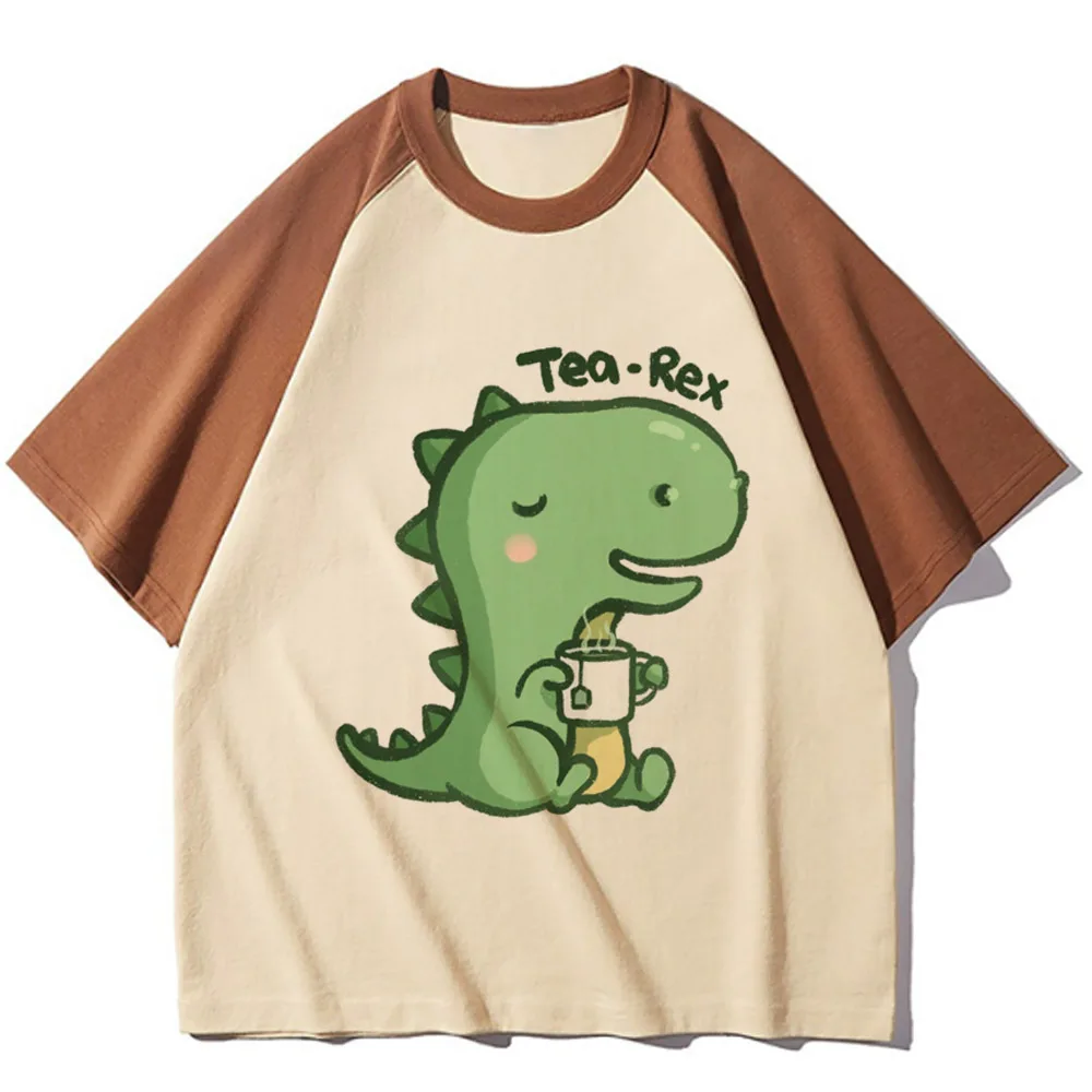 Dinosaur t shirt women elegant Y2K active wear Tee female anime clothing