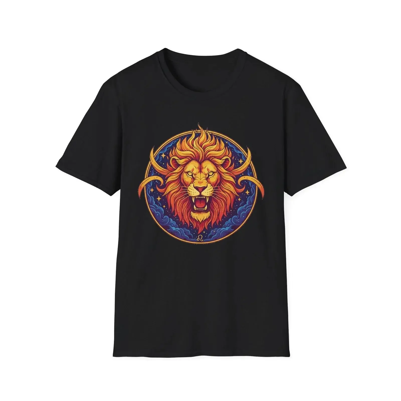 Leo Zodiac Lion T Shirt Fiery Strength amp Cosmic Power Design vintage Washed designer clothes Stylish Slightly Soft Breathable