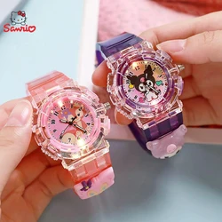 Anime Sanrio Hello Kitty Watches Kawaii Kuromi My Melody Cinnamoroll Children Led Luminous Bracelet Watch Kids Birthday Gifts