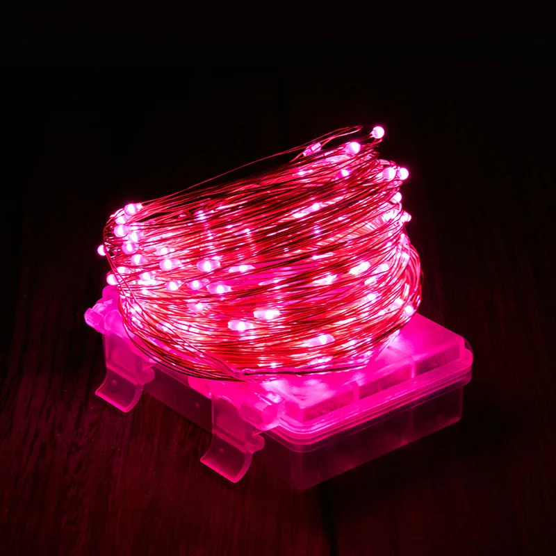 ピンクのLEDストリングライト,バレンタインデー,ロマンチックな装飾,USBリモコン,結婚式の花輪,家の装飾,10 m, 20m, 100 LED,200 LED