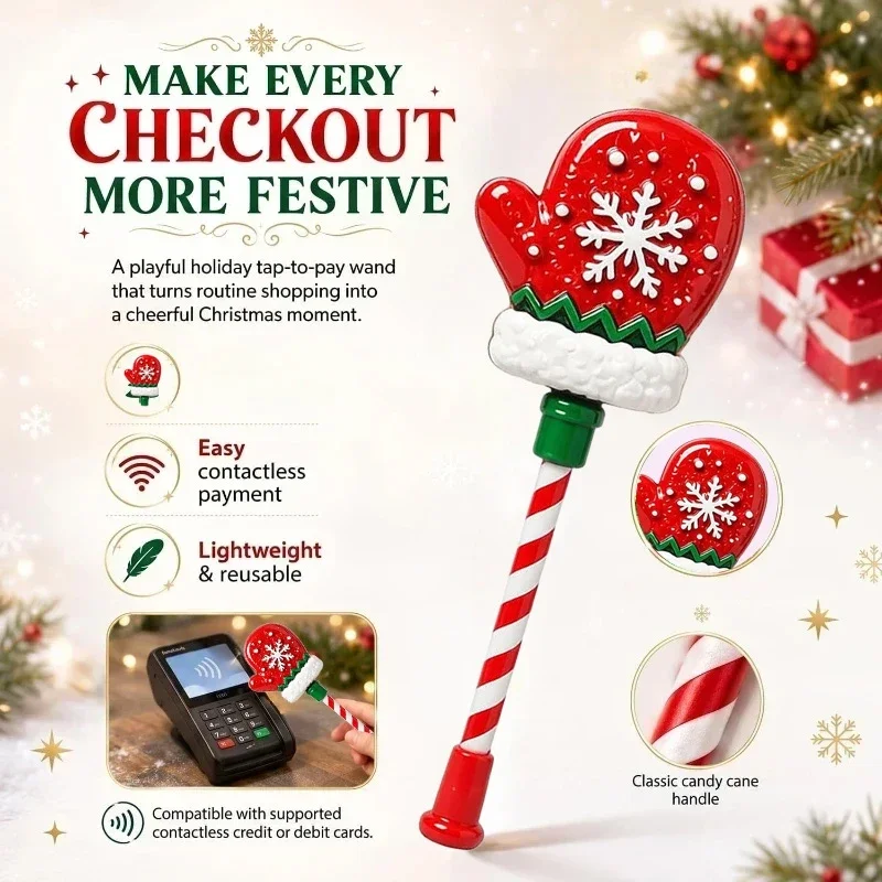 Christmas Credit Card Payment Magic Wand Cute Santa Snowman Stylus Holiday Checkout Stick Xmas Party Favor Gift