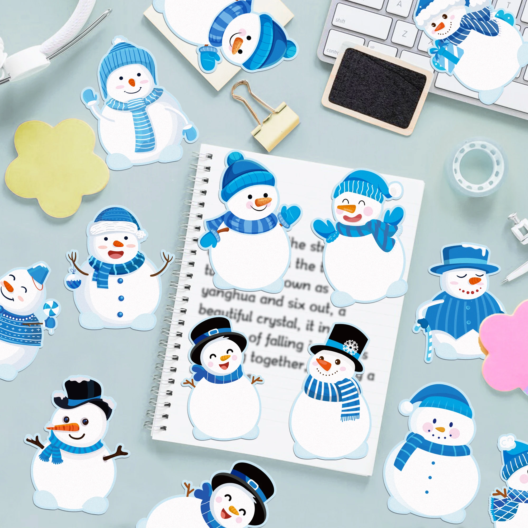 12/24 قطعة عيد الميلاد ثلج على شكل لوحات مذكرة ، منصات ملاحظات ذاتية اللصق ، الثلاجة ملاحظات لاصقة لمستلزمات حفلات عيد الميلاد