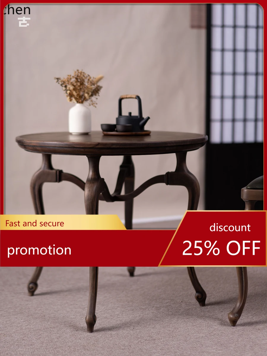 

YFY Crane Leg, современный художественный круглый стол, новый китайский стиль, черный орех, полный обеденный стол для гостиной