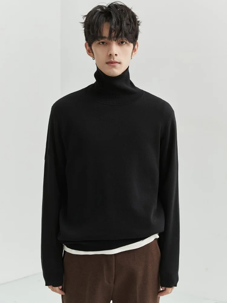 

Korean Sle Thiened Warm Mid-High Collar Knitted Sweater Men's Autumn Winter New Faion Inner Wear Hoodie Base irt