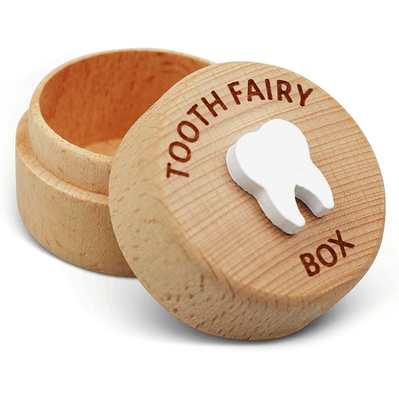 

Tooth Fairy Wood Box Kids Tooth Boxes Cute 3D Carved Dropped Tooth Keepsake Storage Box Gift For Boy And Girls