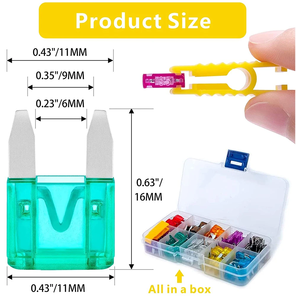 120pcs Car Blade Fuses Assortment Kit, Automotive Replacement Fuses Low Profile Mini Blade Fuses for Car Boat Truck