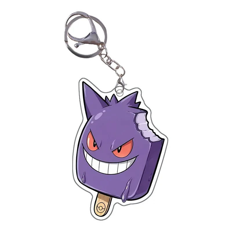 Auto-feito pokemon charmander qikachu squirtle eevee gengar transformando em sorvete bonito dos desenhos animados anime chaveiro saco pingente