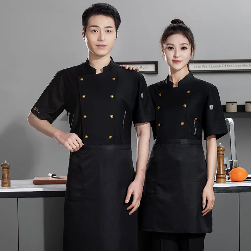 Hotel restaurante chef uniforme de trabalho manga curta cantina padaria pastelaria chef bolo loja verão roupas cozinha workwear