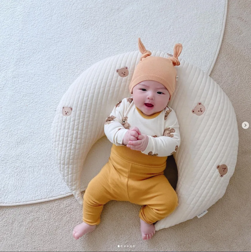 Kid Pillow Moon Shape Detachable Sleeping Children'S Headrest For Newborn Baby Bear Design Decorative Breastfeeding Pillow