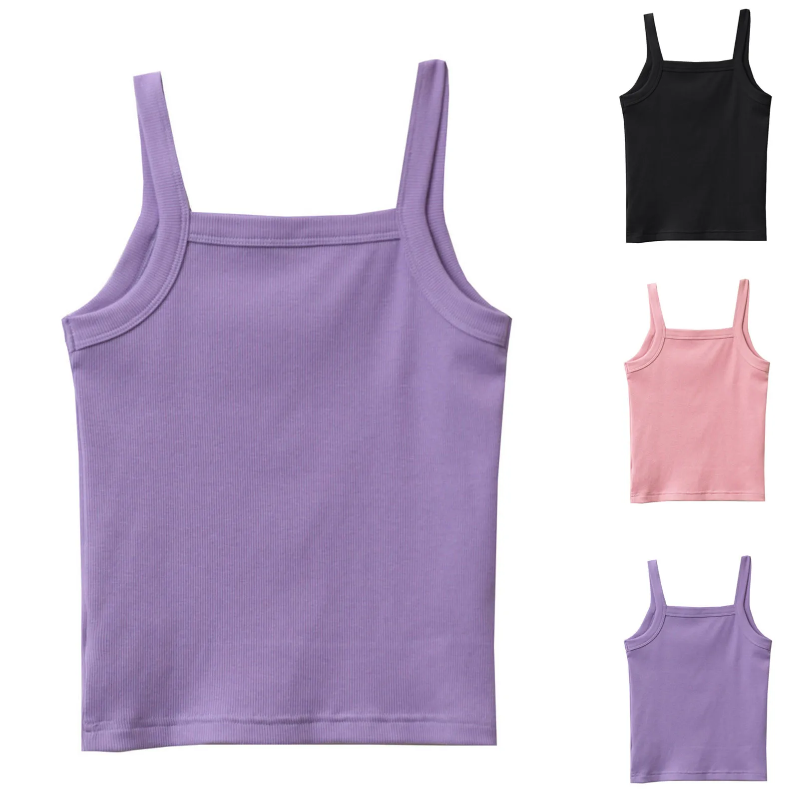 

Girls Tops Kids Undershirt Tank Top Soft Undershirt For Girls Ribbed Tanks Tops Summer Girls Tank Tops Camis Children Clothes