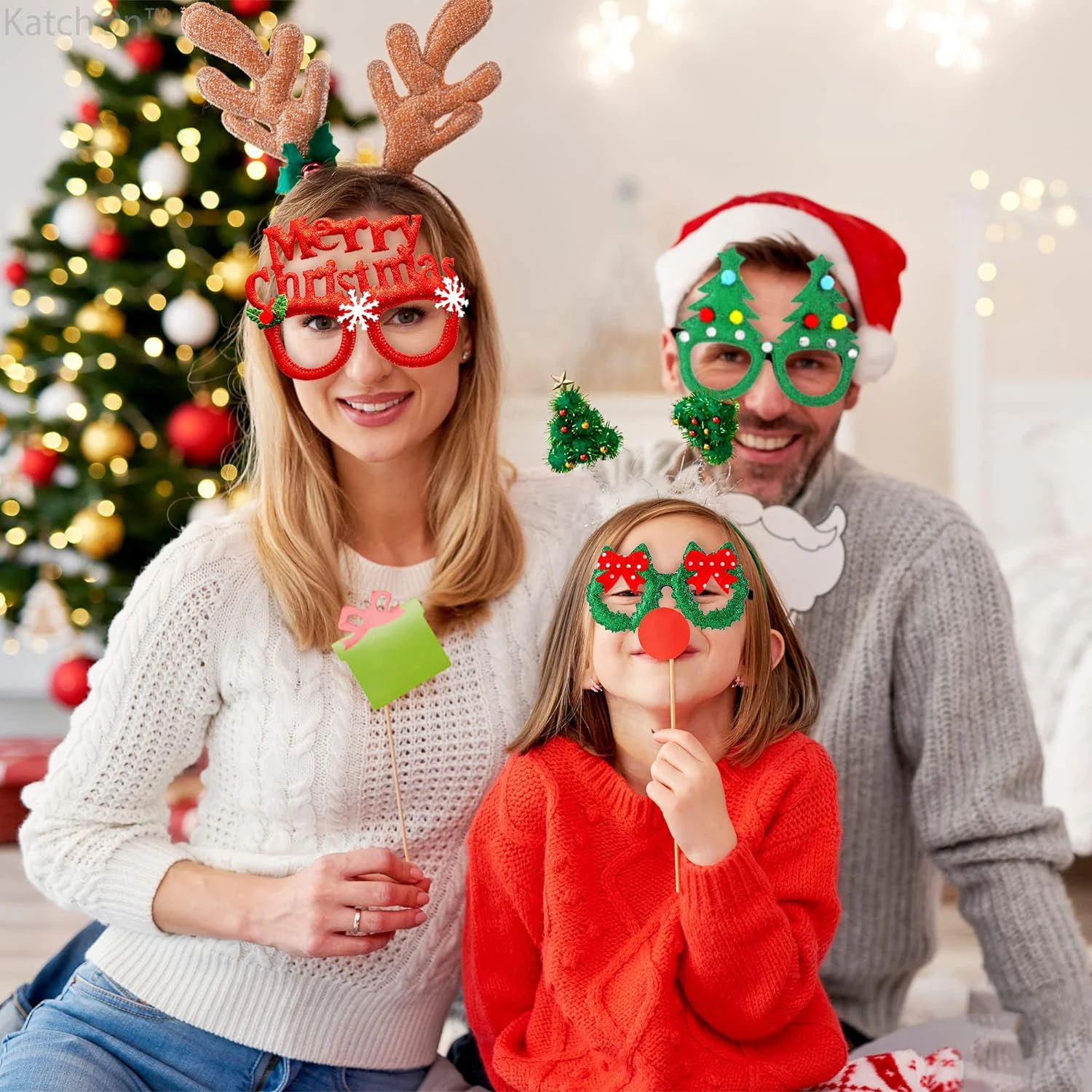 Christmas Glasses Frame Glitter Xmas Party Eyeglasses Christmas Costume Glasses Eyewear Party Favors Decorations for Kids