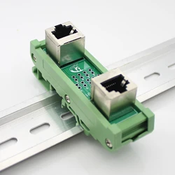 RJ45 Female 8P8C 90 Degree Breakout Board With Din Rail Mounting Bracket Foot