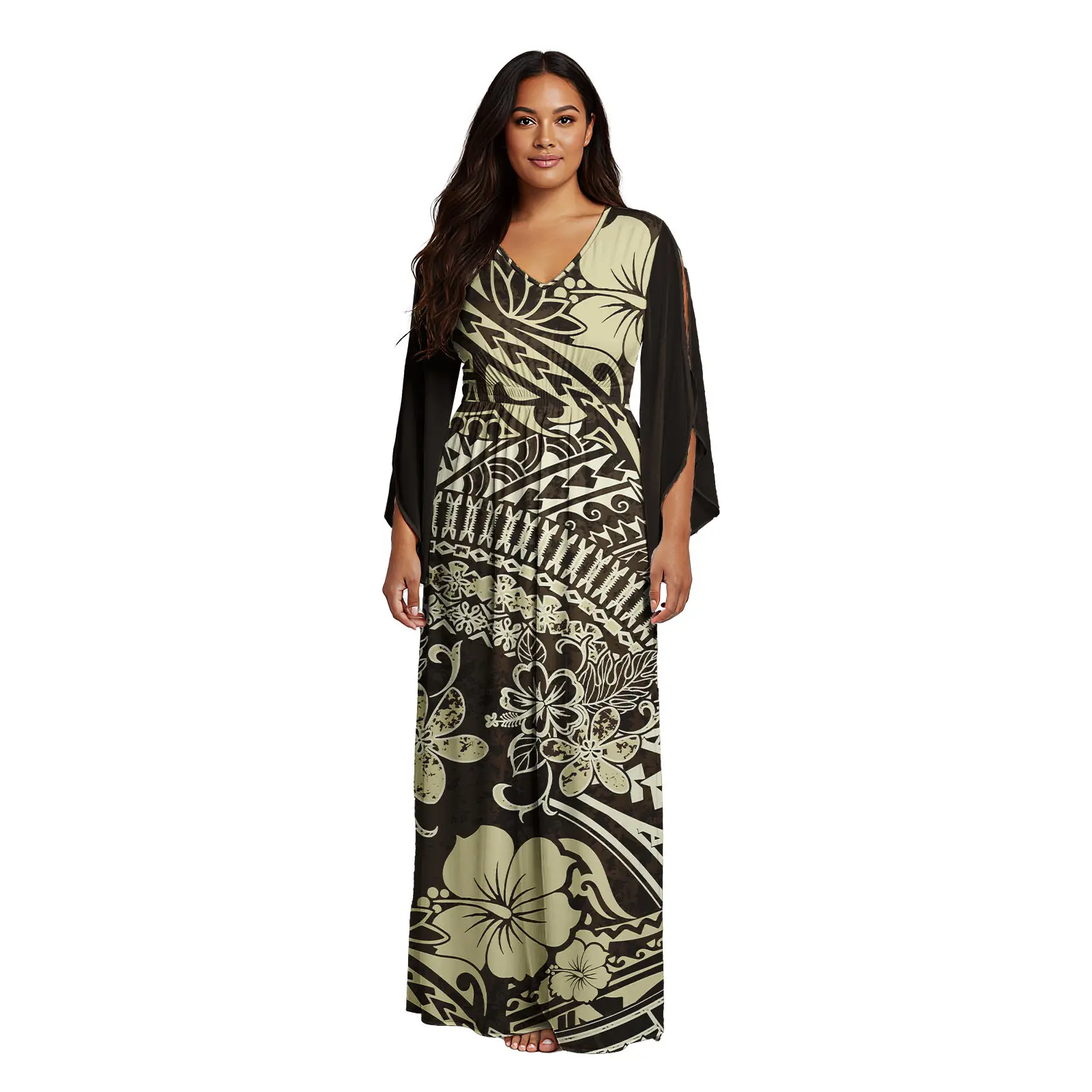 أحدث فستان نسائي برقبة على شكل حرف V مخصص مثير ثوب مسائي بولينيزيا ساموا القبلية تصميم فستان كاجوال #6