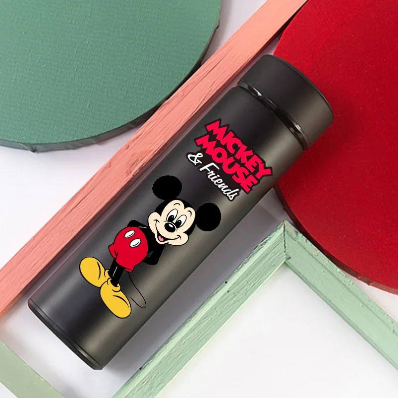 Botella de Agua de Acero Inoxidable de 500 ml con Diseño de Mickey Mouse, Termo Esmerilado, Taza para Beber, Regalos de Cumpleaños