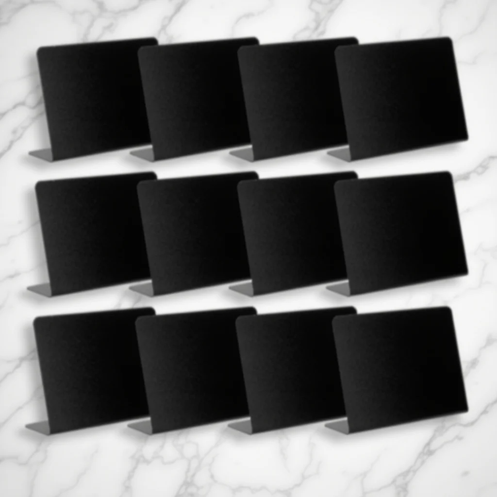 12 قطعة علامة السبورة الصغيرة الدائمة مذكرة المجلس لأرقام الطاولة تسميات الطعام علامات الأسعار المطبخ حفلة بوفيه منضدية مذكرة المجلس