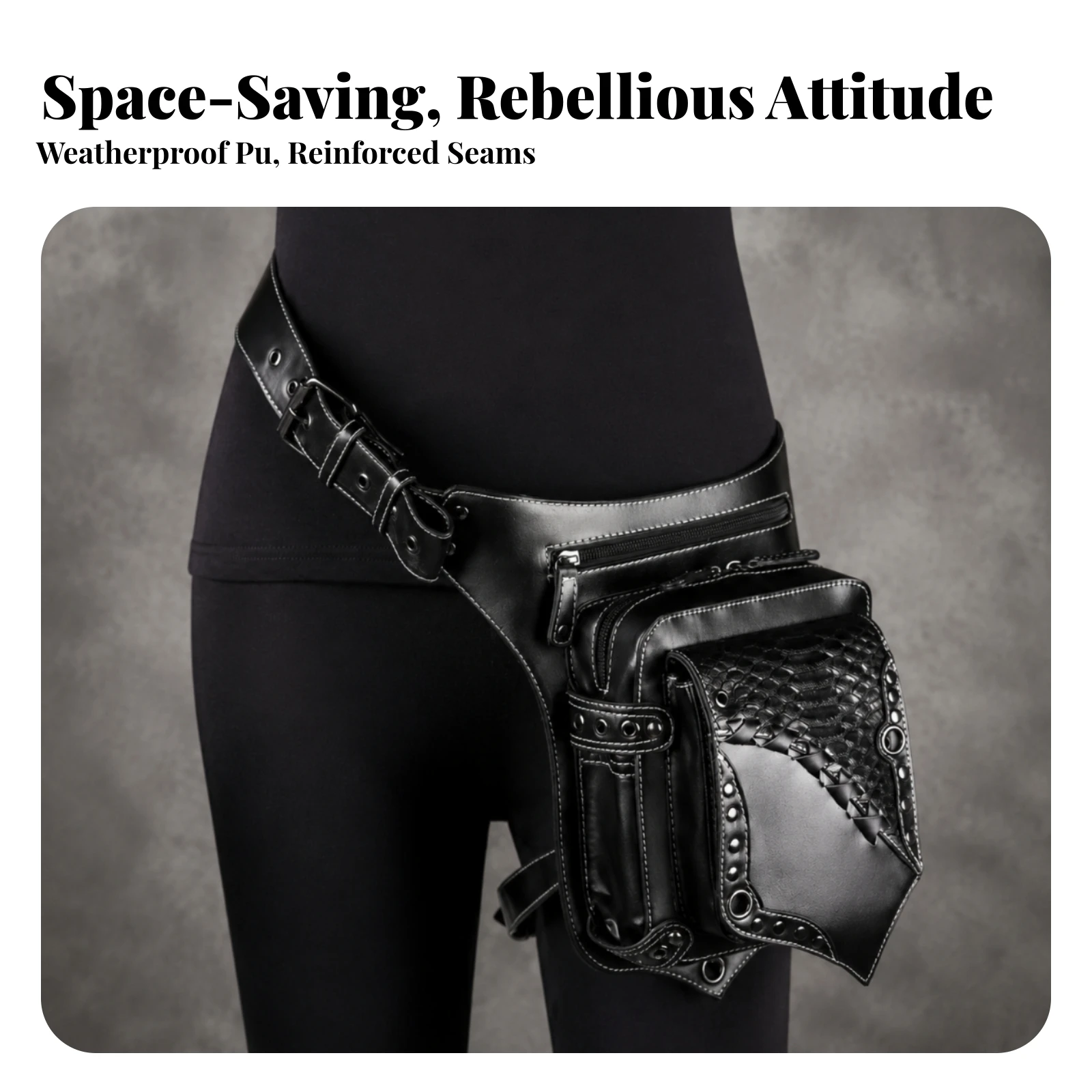 Waist Bag with Adjustable Belt Waterproof Reptile Texture Belt Bag Fanny Pack Multi-Pocket Pouch Functional for Commuters