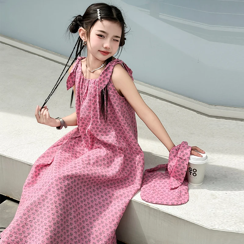 

Baby Girls Dresses Sweetheart Classic A-Line Dress+Bug Child Summer Sleeveless Dresses Toddler Girls Casual Outfit Size 4-14Y