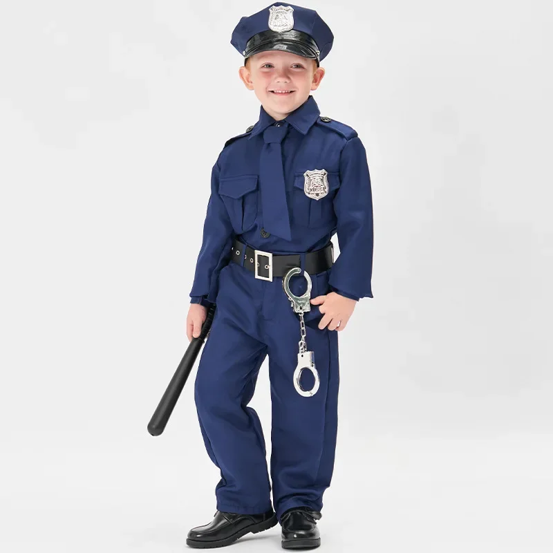 Halloween Boy Cop Cosplay Game Costume