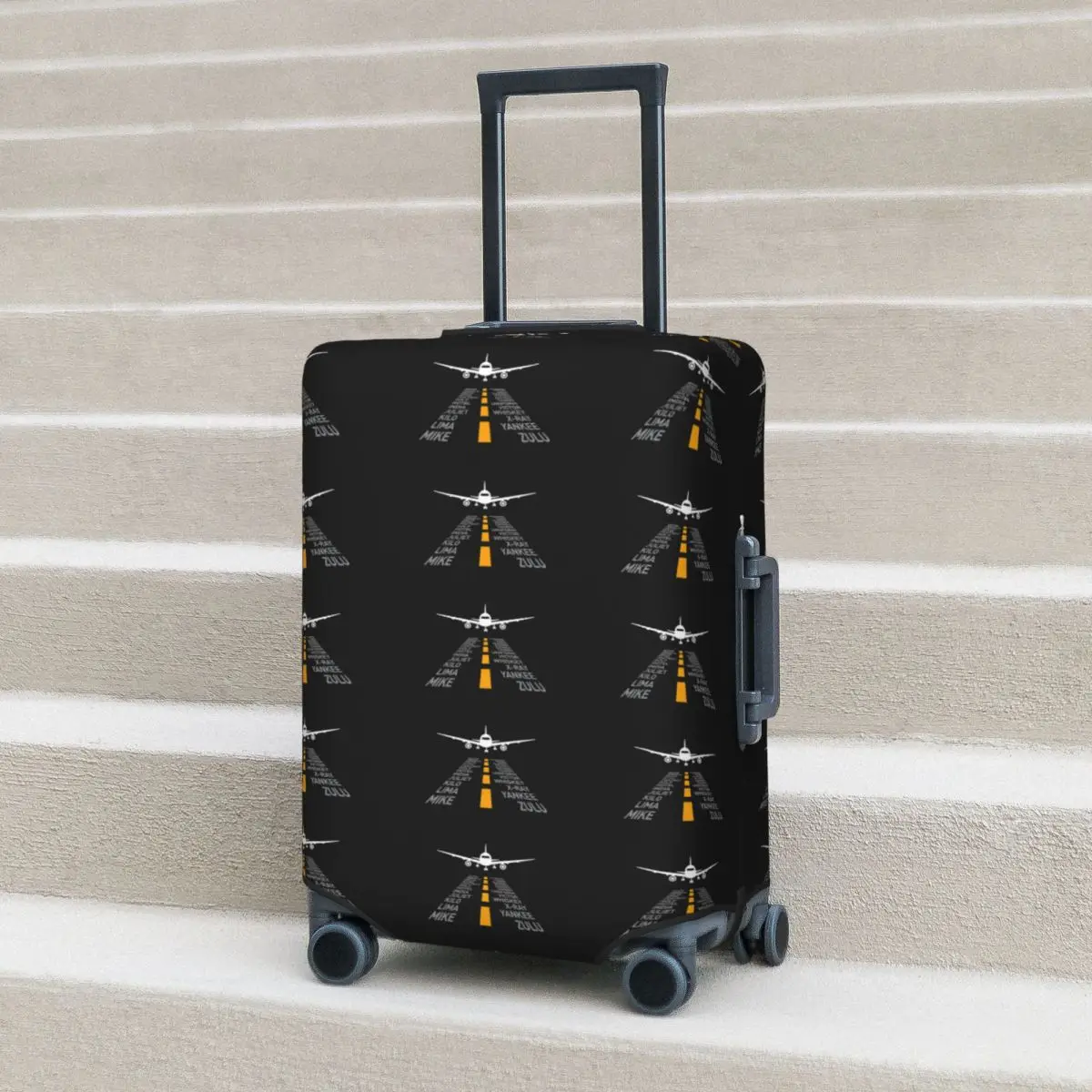 Airplane Pilot Gifts Airport Runway Phonetic Alphabet Plane Suitcase Cover Protection Elastic Travel Luggage Protector Covers