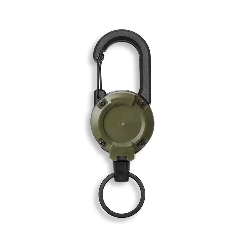 Einziehbare Hochleistungs-Zugrolle mit Karabiner, starkem Stahlseil, Schnalle, Feder-Schlüsselring, Outdoor-Sport-Zubehör, Schlüsselanhänger-Werkzeug