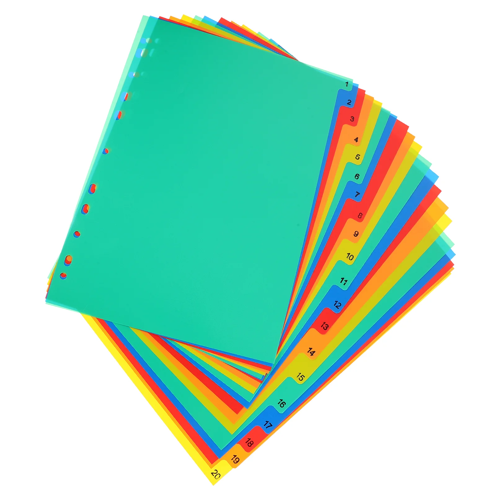 

20 Pcs A4 Separated Loose Leaf File Dividers Binder Folder Pp Book Plastic Tabs Office