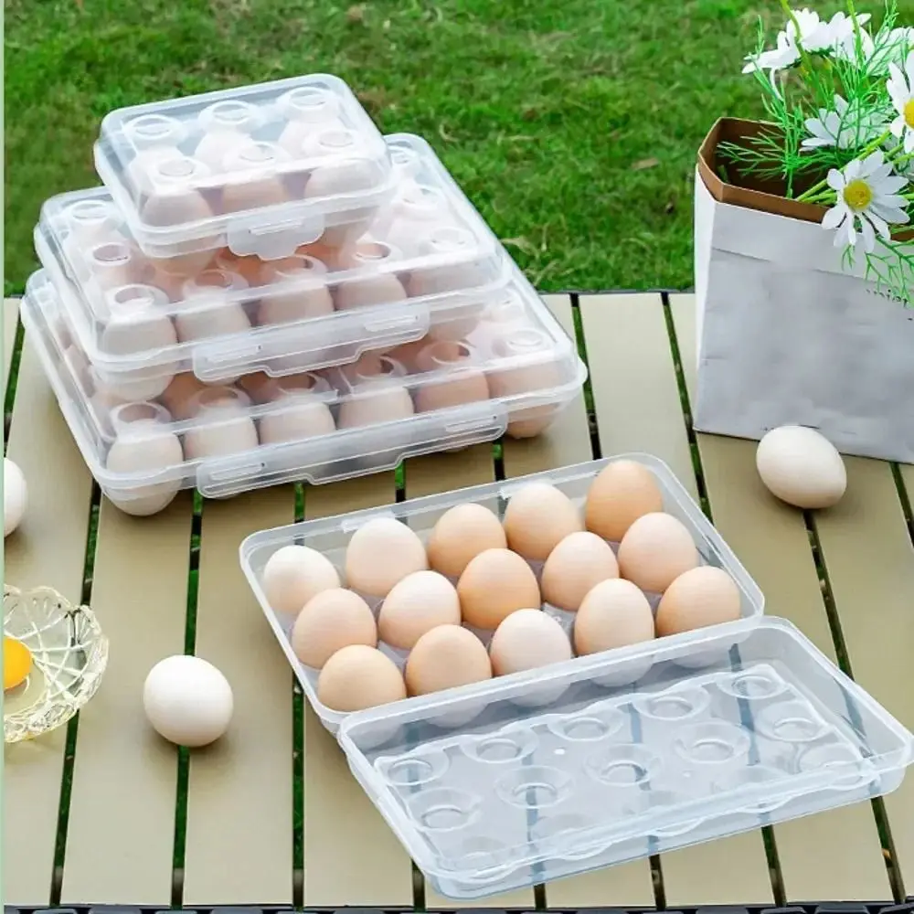 Space Saver Plastic Egg Holder Stackable Design Compact Size Egg Organizer Transparent With Lid Egg Storage Box Fridge Storage