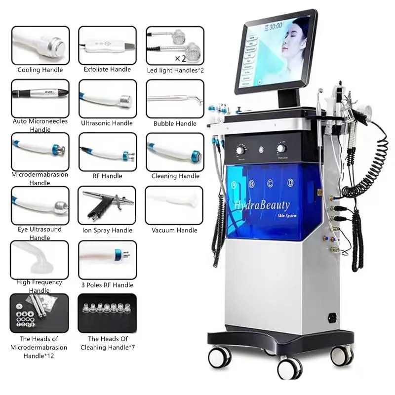 14 in 1 Hydro Oxygen Jet Facial Microdermabrasion Vertical Machine Aqua Hydra Dermabrasion Facial Machine for Water Spa