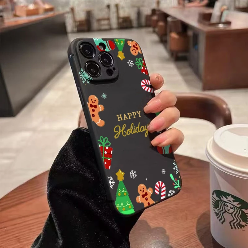 เคสโทรศัพท์ลายกราฟิกมนุษย์ขนมปังขิงคริสต์มาส สำหรับ iPhone 11 12 13 14 15 16 17 Pro Max XS XR X 7 8 Plus 16E 17 Air Cover