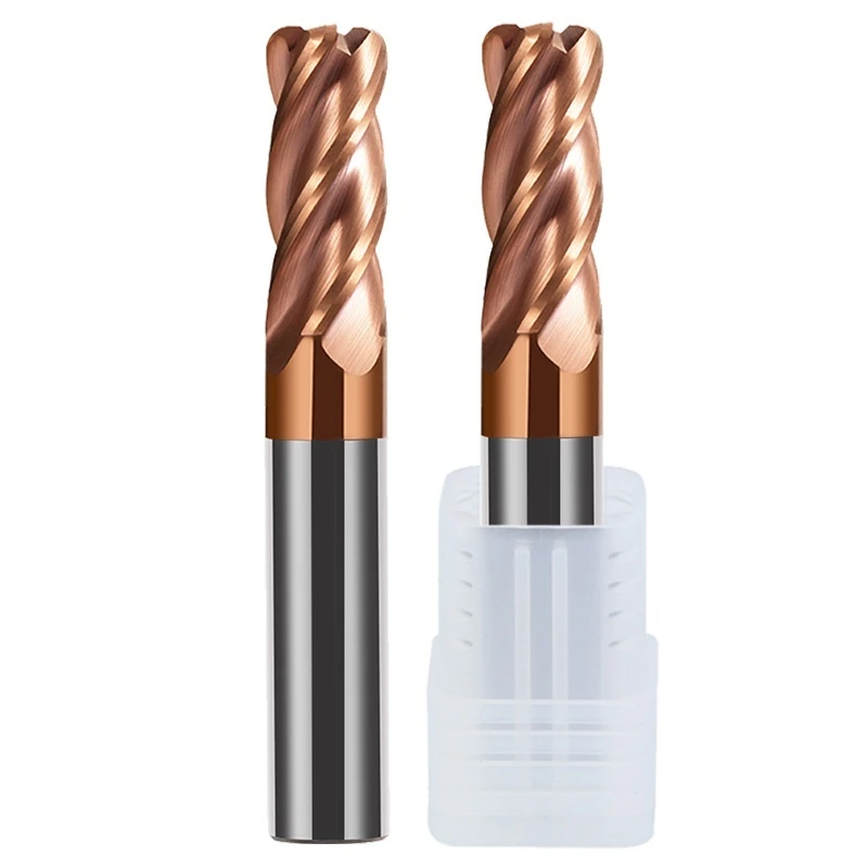 HRC55 4-Flute Color Circle Round Nose Milling Cutter Tungsten Steel Carbide CNC Mechanical Machining End Mill Tools
