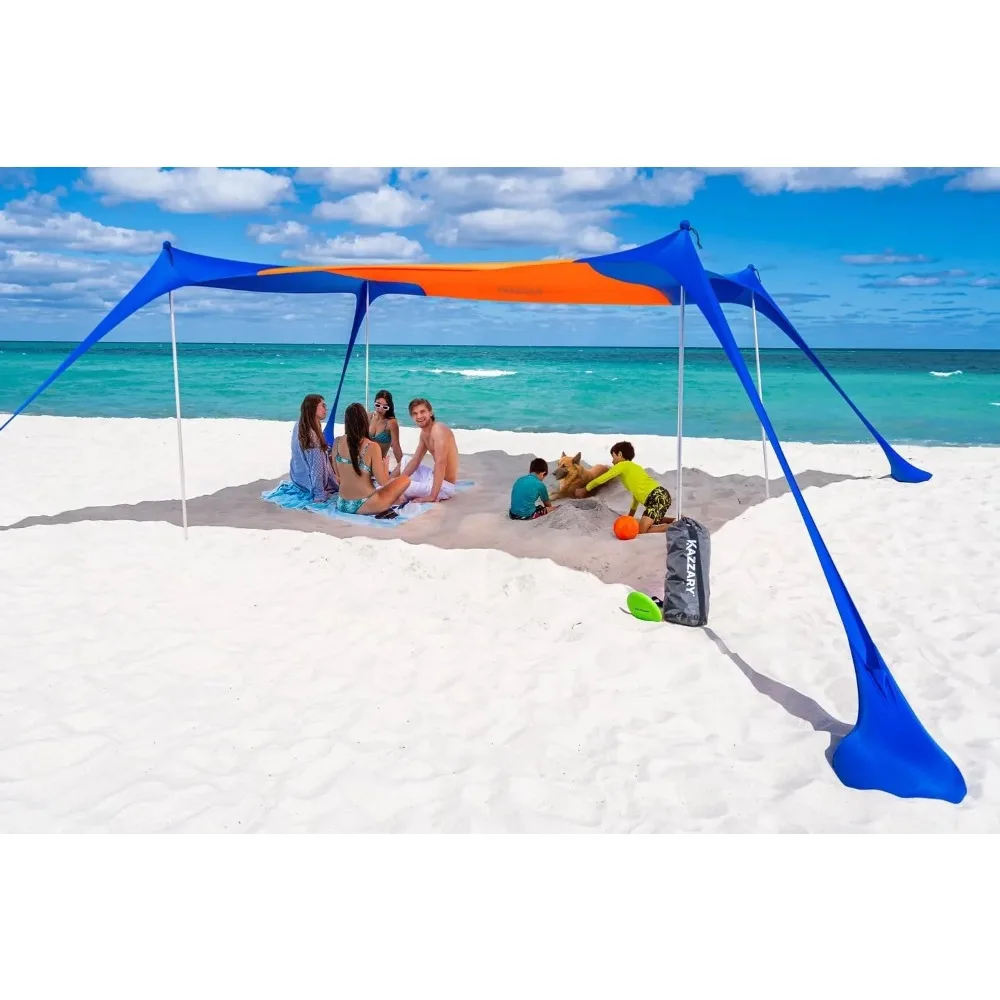 Beach Tent Sun Shelter, XL 7ft Tall 10x10, UPF50+ Lightweight Outdoor Beach Shade Canopy. Easy Setup Beach Canopy