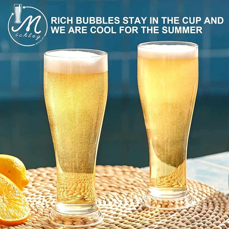 MICHELY 2/4PCS Set Unbreakable Tall Plastic Transparent Beer Cup Tritan Plastic Wheat Beer Cup Suitable For Party Football Party