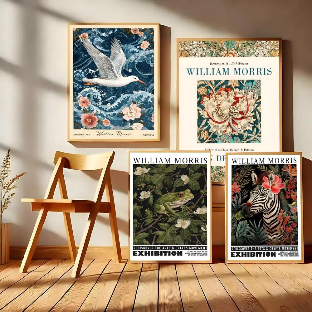 Abstract William Morris Flower Leaf Bird Clean Living Space Above Bed Decor Budget Home Styling Aesthetic Space Makeover Poster