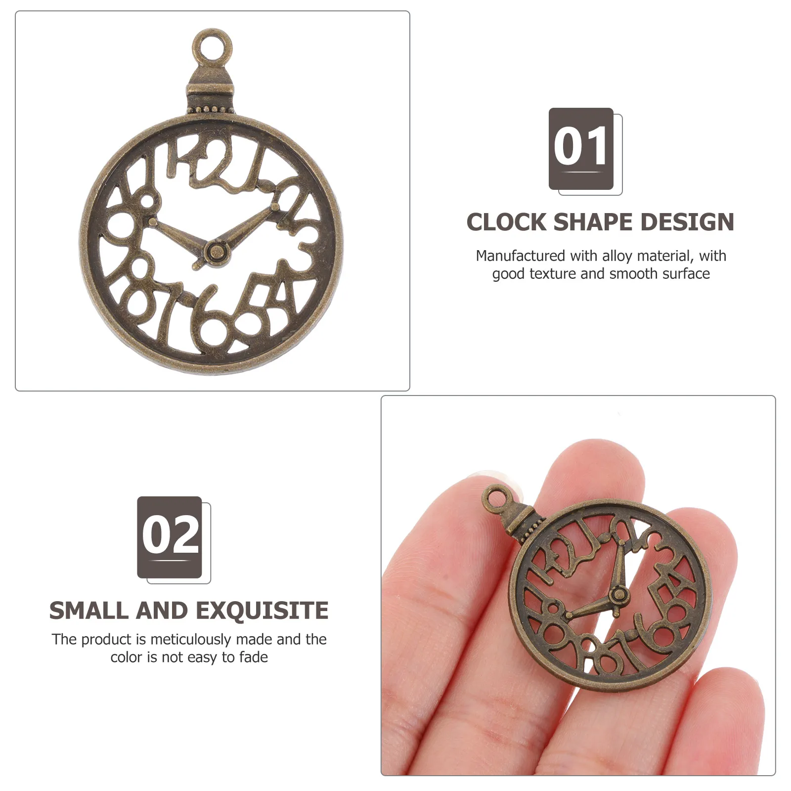

60 Pcs Earring Charms With Hole Clock Charms Vintage Accessories for DIY Jewelry Necklace Bracelet Earring Crafts Alloy Material