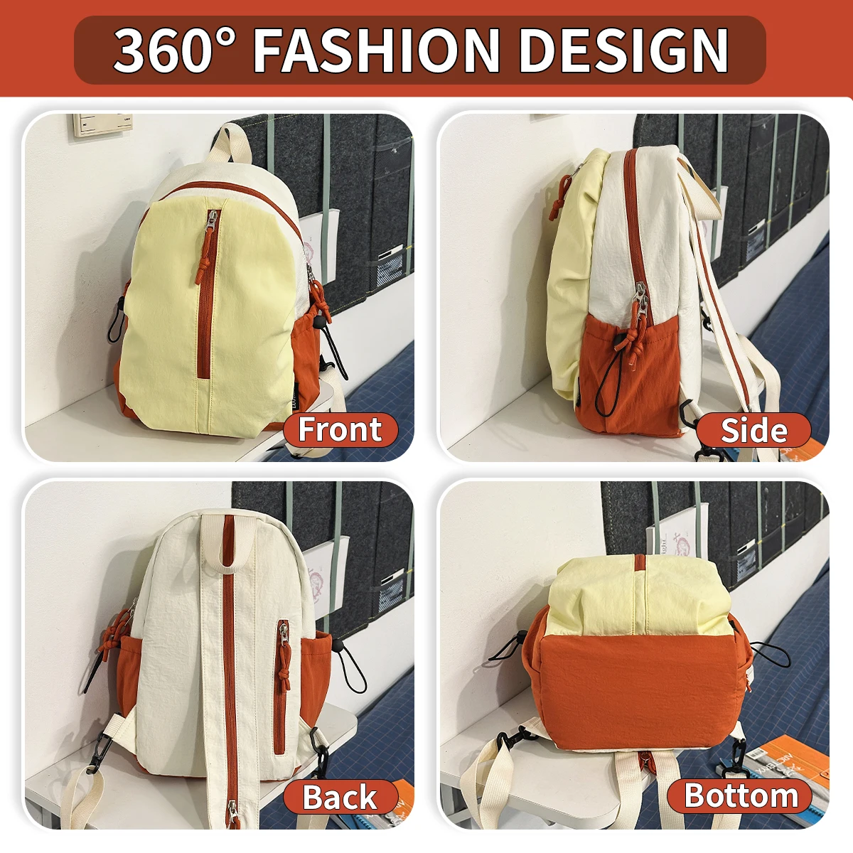 Cross-Border School Bags for Female Junior High School Students, Simple and Stylish High School Girls' Shoulder Bags, Backpacks, and High-Value College Student Backpacks