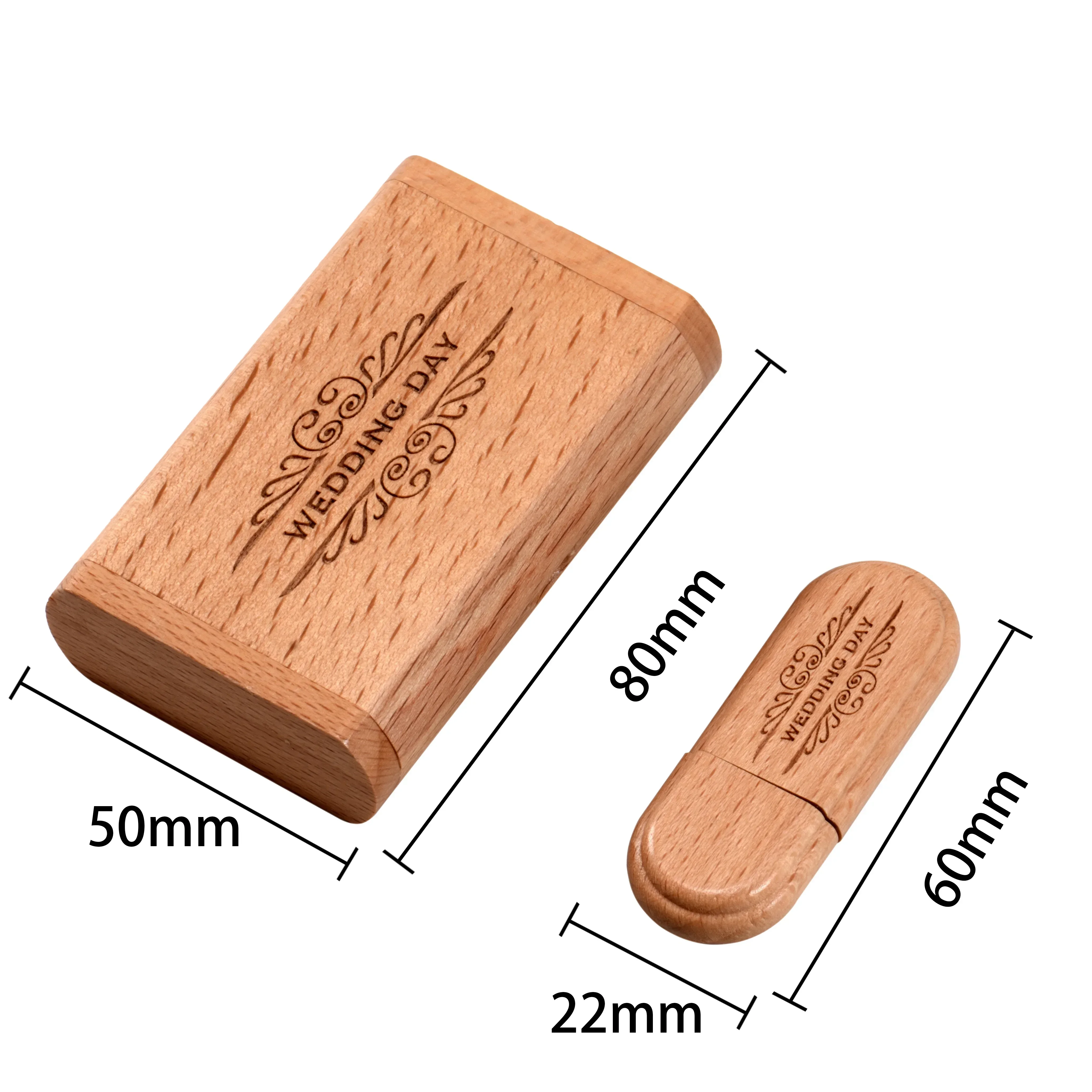 20PCS LOT Exquisite Wooden 128GB Free Custom Logo USB Memory Stick 64GB Beech USB Flash Drive 32GB 16GB Pretty Box Wedding Gitf