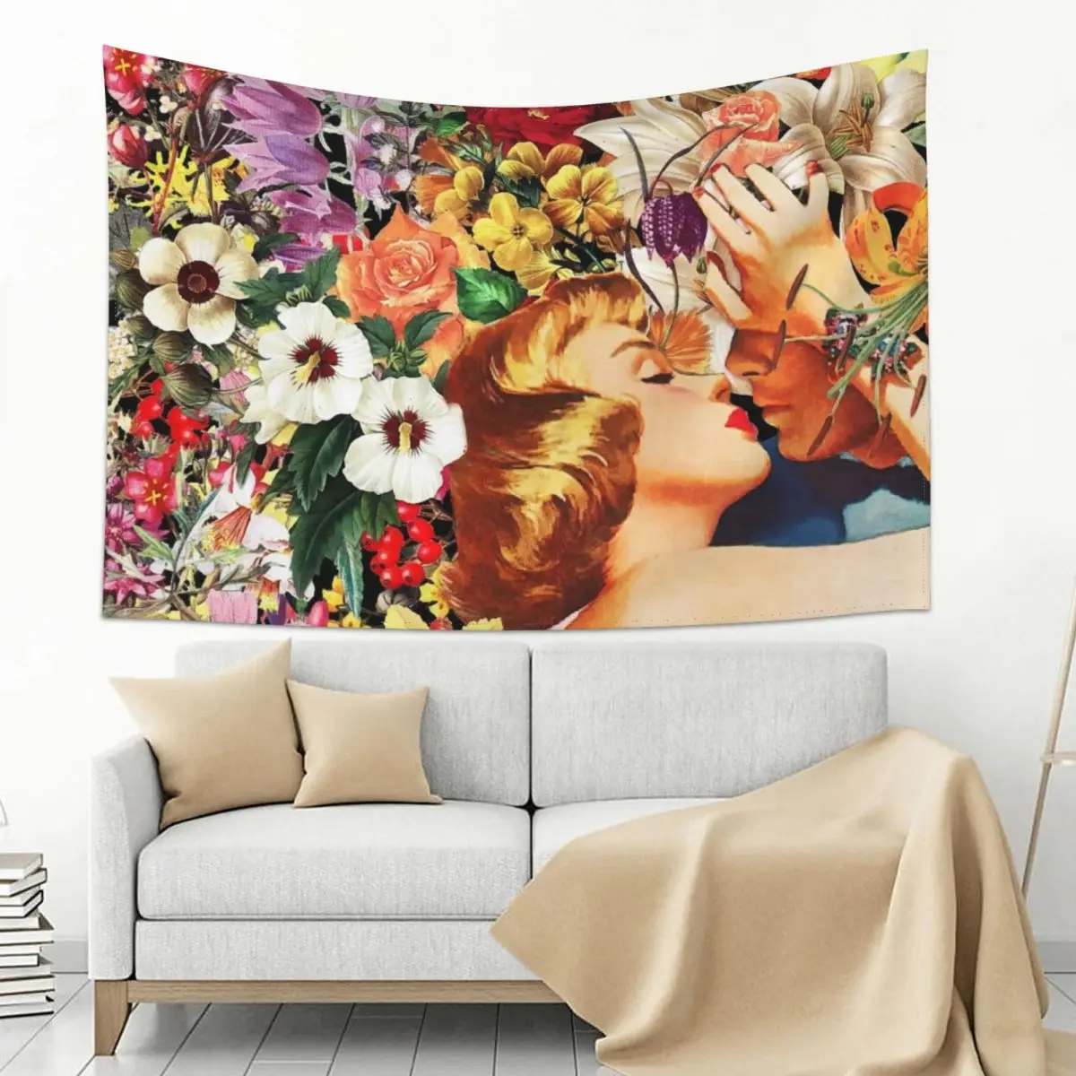 

Floral Bed Tapestry Hanging Wall Bedroom Decor Bedroom Organization And Decoration Room Decorations Aesthetic Tapestry
