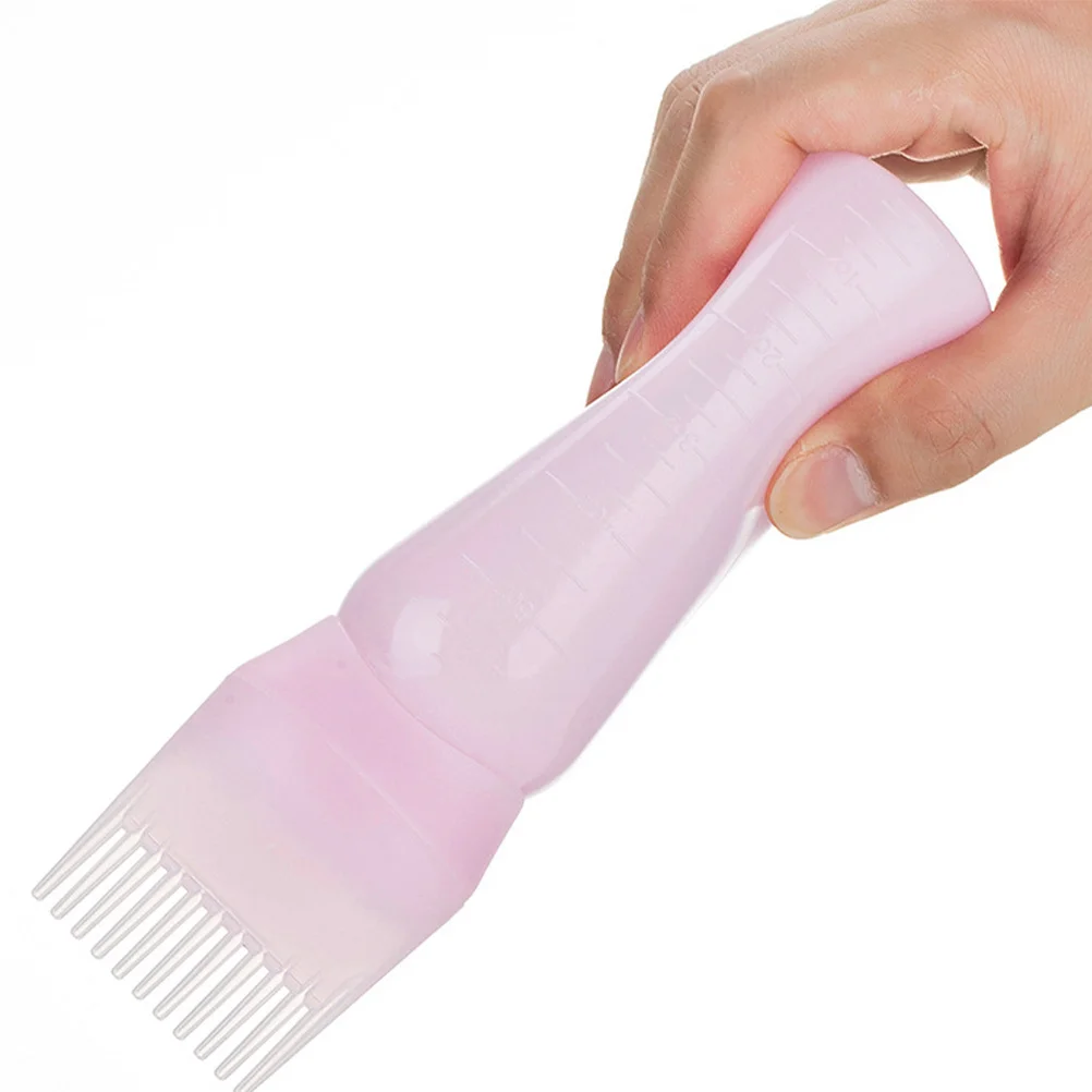 

3Pcs Plastic Comb Bottle Hair Dye Applicator Salon Home Use Even Color Distribution White Purple Pink Plastic Comb Bottle