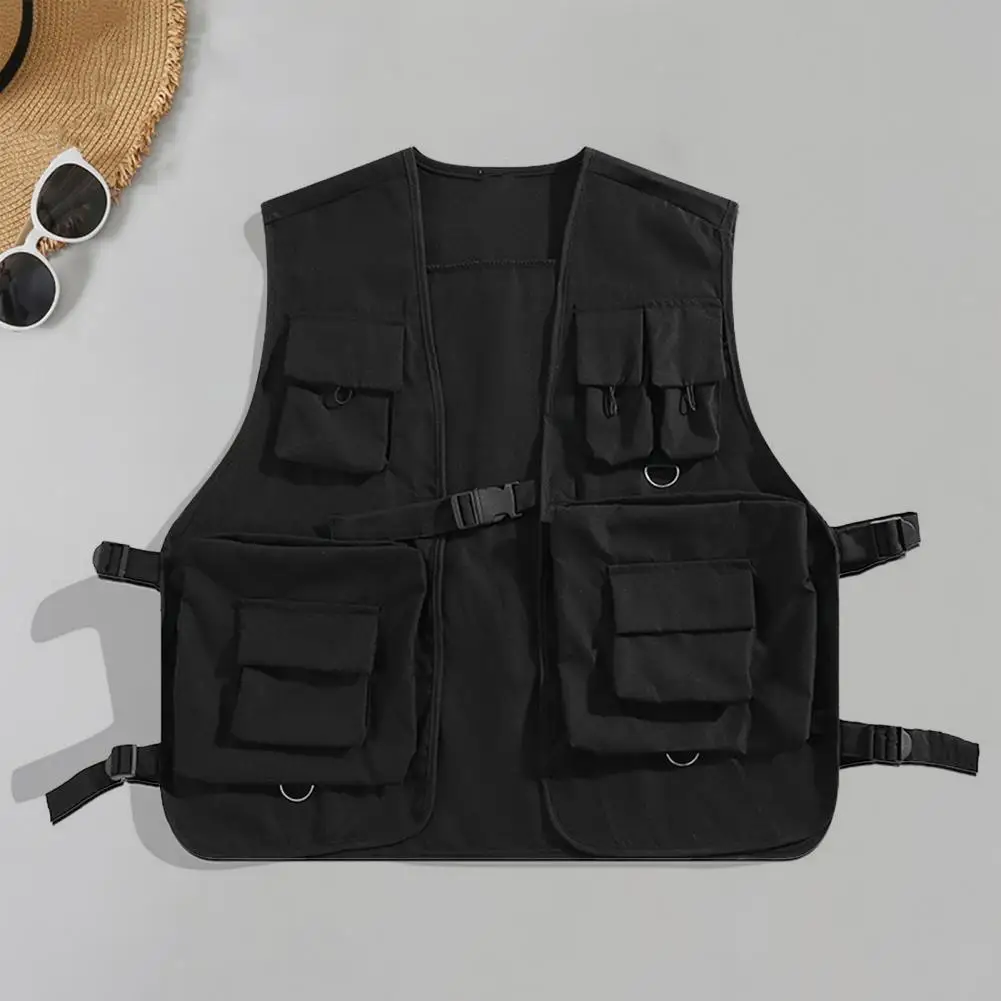 Chaleco formal Chaleco cargo con cuello en V para hombre con múltiples bolsillos Chaleco sin mangas de color sólido Abrigo para prendas de vestir casuales Color sólido