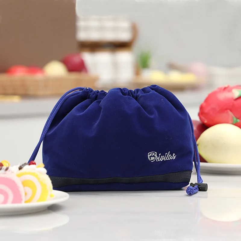 Drawstring Insulated Lunch Bag Thicken Aluminium Foil Thermal Bento Box Tote Cooler Handbags Picnic Food Dinner Container