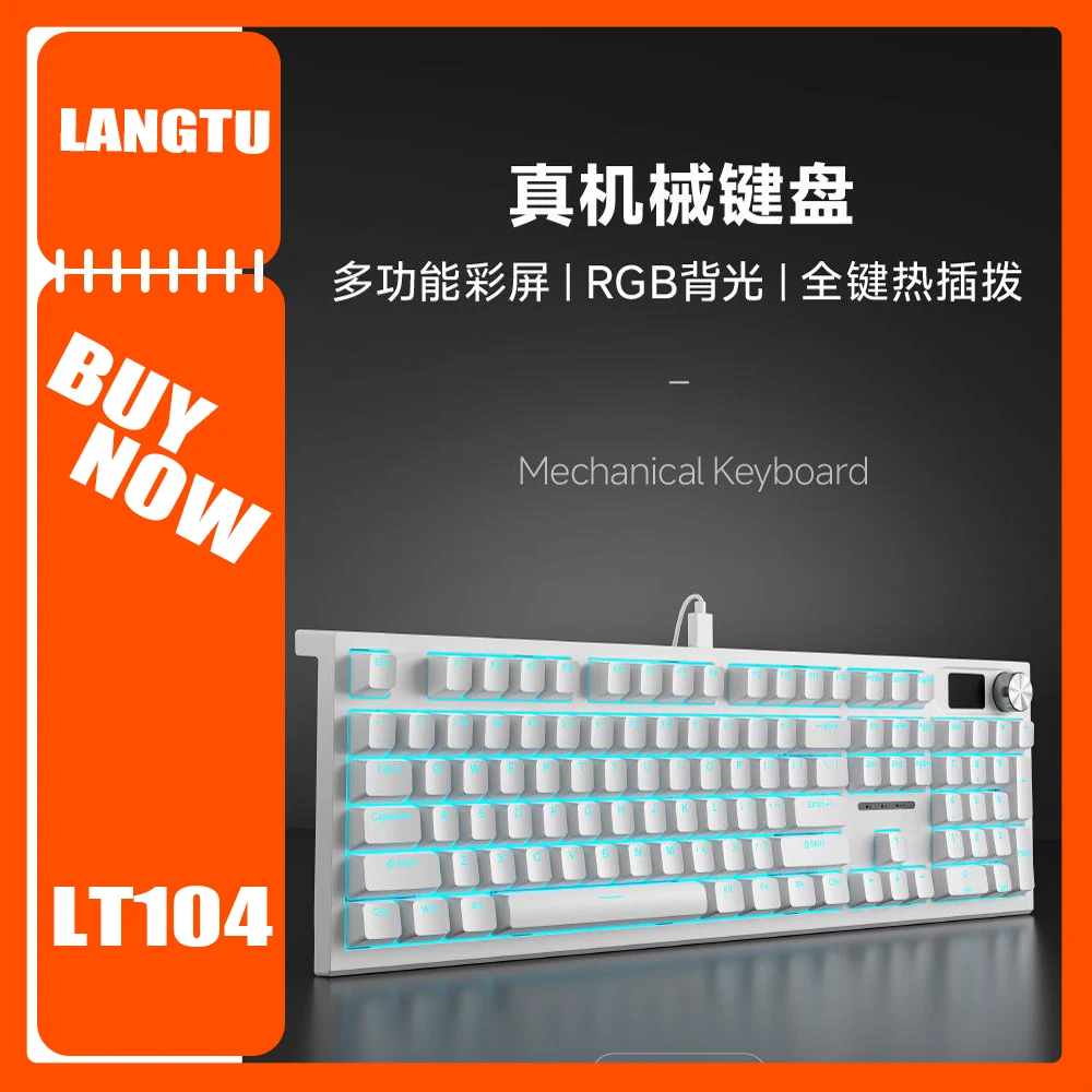 Langtu Lt104 Mechanical Keyboard 104 Keys 2.4G Wireless Bluetooth HotSwap RGB E-sports Keyboard Pc Accessories Office Man Gifts