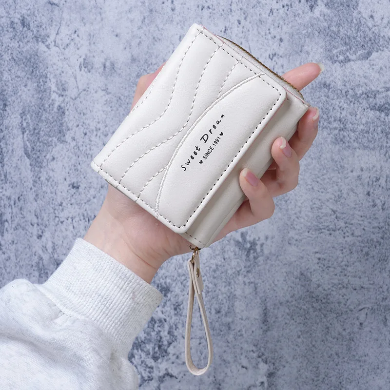 Neuer Stil Damen Mini-Geldbörse PU-Leder Reißverschluss-Kartenhalter Mehrere Kartenfächer Tragbare Clutch-Tasche Modische Einfache Aufbewahrungstasche