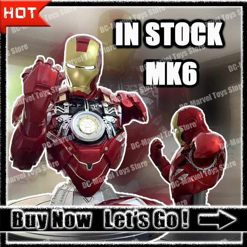 In Stock Iron Man Mk6 Bust Bust Charging And Glowing Ornaments Collectible Anime Figure Festival Model christmas custom Gift Toy