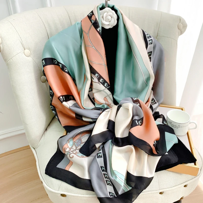 180*90cm Brand Summer Women Scarf Fashion Quality Soft Silk Scarves Female Shawls Foulard Beach Cover-Ups Wraps Silk Bandana