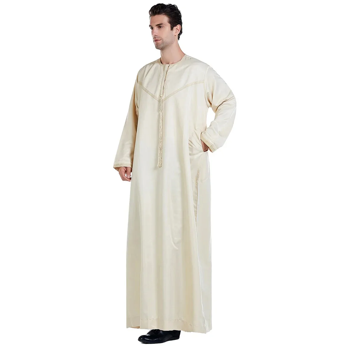 Arabic Jubba Thobe for Men -Long Sleeve Plain Traditional Islamic Clothing | Formal Event & Daily Wear | Soft Comfortable Fabric